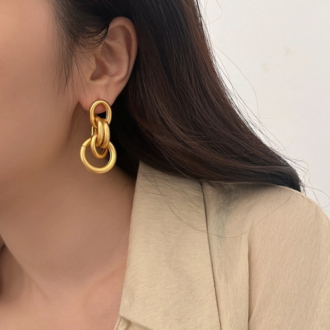 Orecchini Pendenti A Cerchio Geometrici In Lega Opaca Con Perno In Argento Sterling 925 Da Donna Stile Minimalista