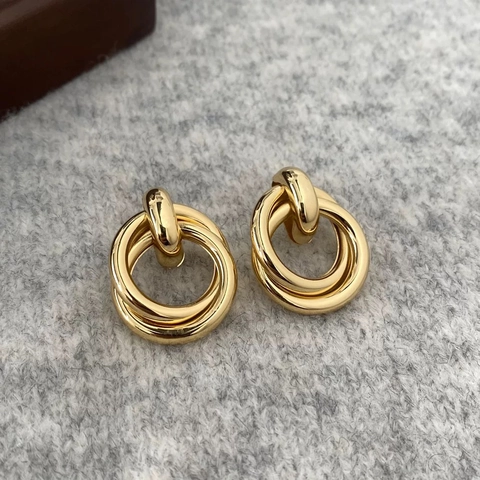 Interlocking Kreis Hoop Ohrringe Mit Kupfer Ohrstecker Geometrischer Minimalistischer Modeschmuck Für Damen
