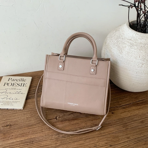 Borsa Tote in Pelle PU Minimalista per Donna Versatile con Motivo Litchi Borsa a Tracolla con Tracolla Regolabile Moda Ufficio Borsa a Mano Quotidiana