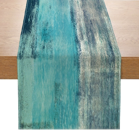 Abstract Art Table Runner Polyester Linen Vintage Tie Dye Decorative Tablecloth For Dining Room Kitchen Entryway Home Decor