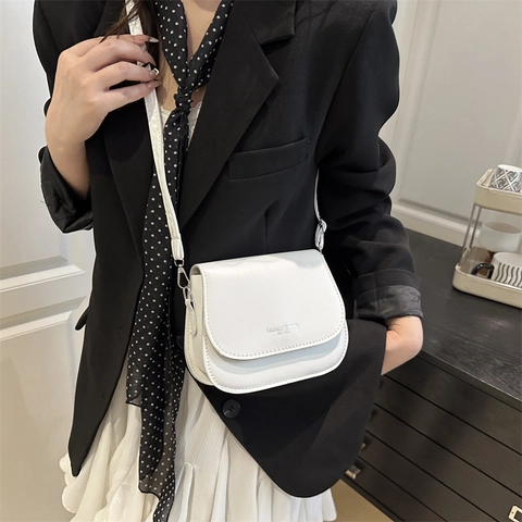 Moderna Borsa a Bandoliera Piccola Quadrata in Pelle PU Per Donna Borsa a Tracolla Trendy con Stampa di Lettere Borsa a Sella