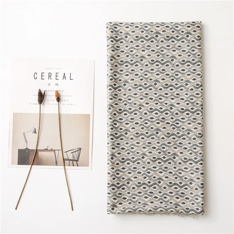 Women Long Scarf Shawl Geometric Wave Print Cotton Linen Feel Polyester Warm Soft Tassel Wrap