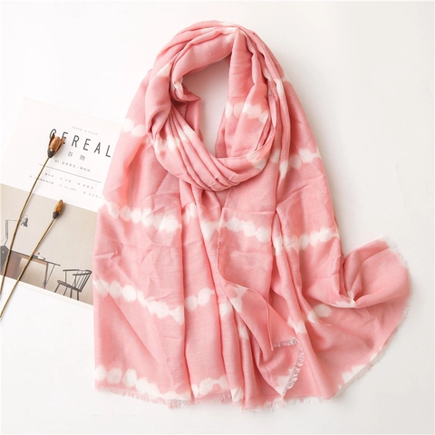 Womens Long Scarf Shawl Tie-Dye Printed Lightweight Soft Cotton Linen Feel Wrap With Tassels Fashion Versatile Accessories