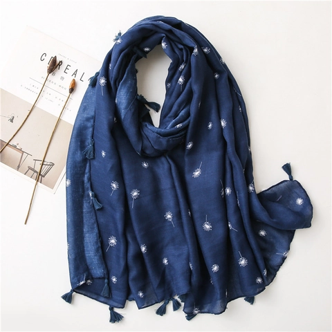 Chal De Protección Solar Ligero Para Mujer Mezcla Algodón Poliéster Pañuelo De Playa Grande Estampado Diente De León