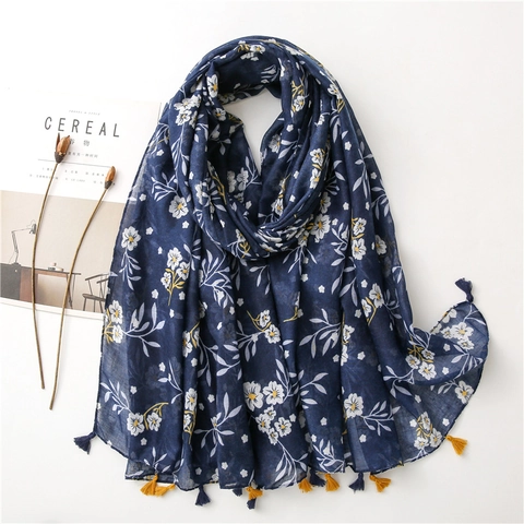 Écharpe Châle Femme Viscose Polyester Imprimé Floral Paisley Glands Plage Protection Solaire Bohème Ethnique
