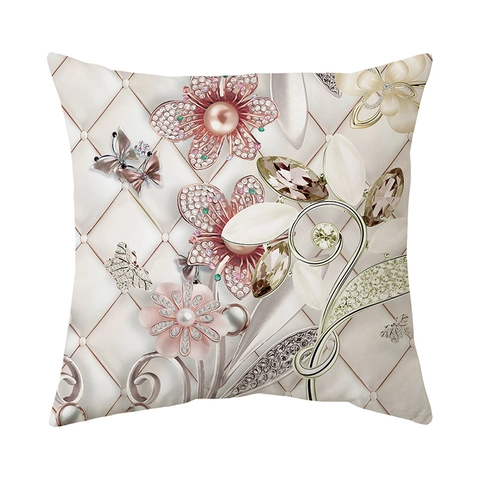 Funda de Cojín Decorativa de Flor Dorada 3D Lujo Cisne Mariposa Cuadrada Para Sofá Sala de Estar Decoración del Hogar