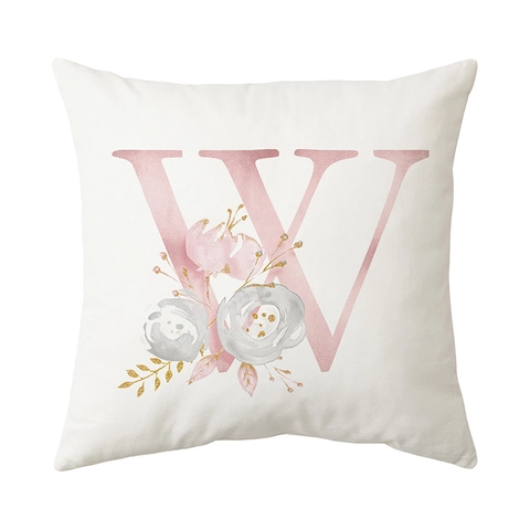 Alfabet Bloem Kussenhoes Polyester Bloemen Initiaal Letter Kussensloop Decoratief Modern Voor Woonkamer Sofa