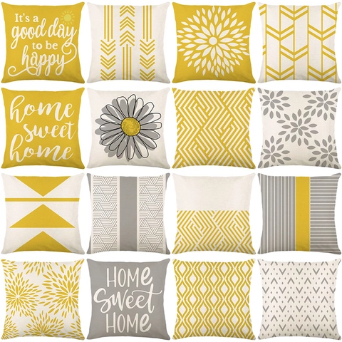 Funda de Cojín Impermeable para Exteriores de Lino Fino Estampado Floral Geométrico Funda de Almohada Decorativa para Sofá Patio Hogar Oficina