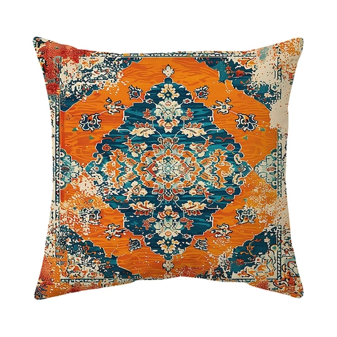 Bohemian Vintage Printed Short Plush Throw Pillow Case Persian Mandala Geometric Decorative Cushion Cover For Sofa Home