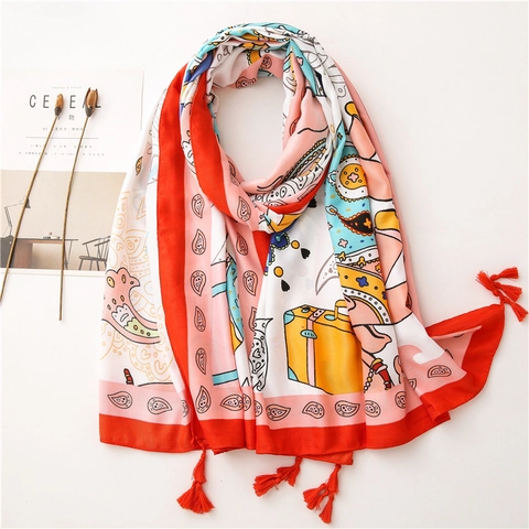Damen Schal Mit Elefantenmuster Und Troddeln Langer Polyester Boho Strandtuch Sonnenschutz Umschlagtuch