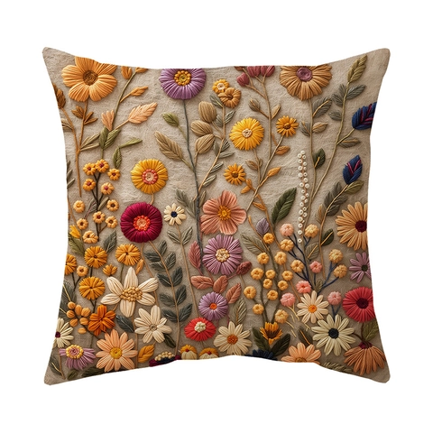 Vintage Floral Throw Pillow Covers Bohemian Flower Decorative Cushion Cases For Sofa Living Room Home Decor Short Plush