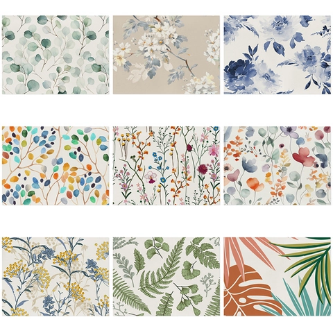 Mantel Individual de Algodón y Lino Estampado Floral Impermeable Resistente al Calor Mantel de Mesa Botánico Decorativo Cocina
