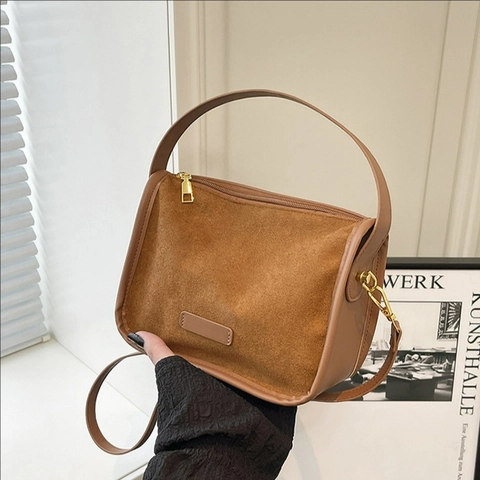 Borsa A Tracolla In Camoscio Da Donna Borsa A Mano Vintage Smerigliata Con Tracolla Borsa Tote Versatile Quotidiana