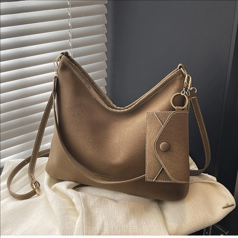 Bolso De Hombro Hobo Para Mujer Gran Capacidad Cuero PU Costuras En Contraste Bolsa Desmontable Retro Urbano Simple