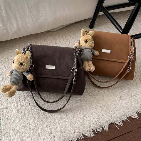 Retro Matte PU Leather Square Shoulder Bag For Women Vintage Urban Minimalist Crossbody Bag With Chain Strap And Buckle