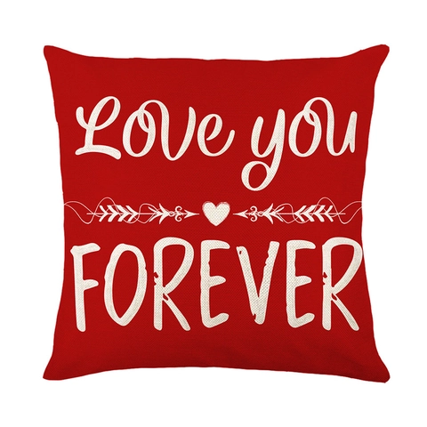 Valentine's Day Pillow Covers Polyester Red Heart Gnome Print Love You Forever Throw Pillow Case For Sofa Home Decor