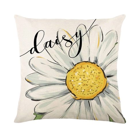 Nordic Style Spring Daisy Printed Cushion Covers Polyester Throw Pillowcases For Sofa Home Decor Living Room Bedroom