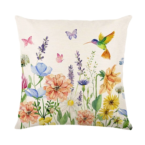 Blumen Vogel Kissenbezug Baumwolle Leinen Quadratischer Kissenhülle Schmetterlinge Inspirierende Zitate Sofa Heimdeko