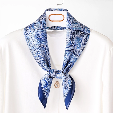Pañuelo Cuadrado De Satén De Satén Pequeño Con Estampado Paisley Vintage Para Mujer Elegante Cinta Para El Pelo