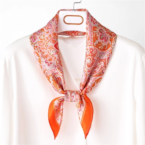 Pañuelo Cuadrado De Satén De Satén Pequeño Con Estampado Paisley Vintage Para Mujer Elegante Cinta Para El Pelo