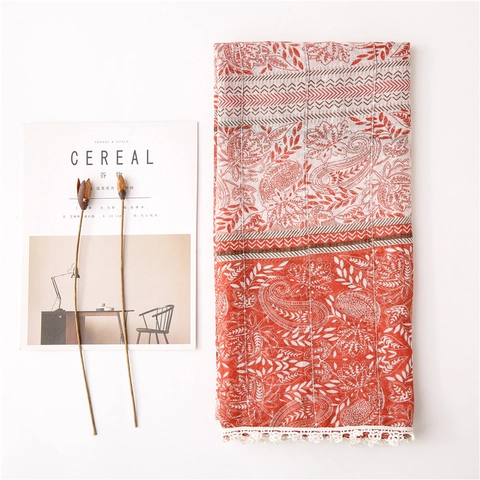 Bohemian Paisley Print Scarf With White Lace Border And Sequins Lightweight Ethnic Shawl For Women