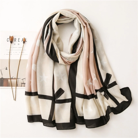 Sciarpa Scialle Da Donna Poliestere Leggero Stelle Cuore Fiocco Stampa Motivo Geometrico Morbido Traspirante Protezione Solare Esterno Spiaggia Vacanza Elegante Moda