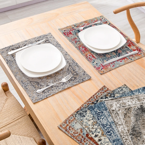 Böhmisches Persisches Tischset Hitzebeständige Tischmatte Vintage Polyester Baumwolle Leinen Geometrisches Muster Für Dekoration
