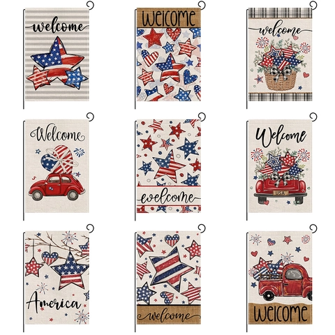 Independence Day Patriotic Garden Flag Double Sided Polyester US Flag Stars Stripes Truck Welcome Outdoor Yard Decor