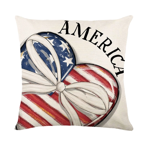 Unabhängigkeitstag Kissenbezüge Patriotisch Amerikanische Flagge Herz Stern Streifen Retro Truck Dekor