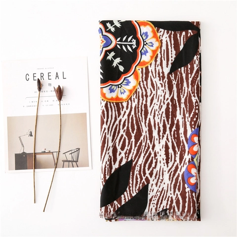 Bohemian Floral Animal Print Scarf Shawl Polyester Fringe Wrap Women Fashion Travel Lightweight Breathable Accessory