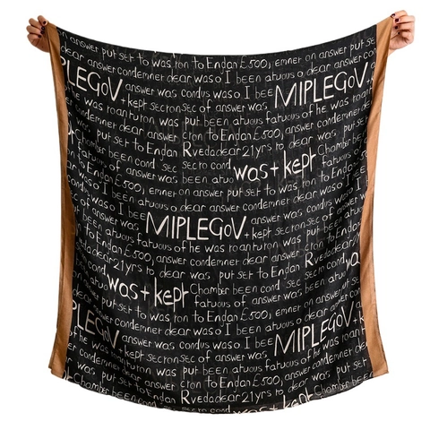 Women Long Scarf Shawl Polyester Cotton Linen Feel Handwritten Letter Print Warm Windproof Wrap Retro Versatile Fashion