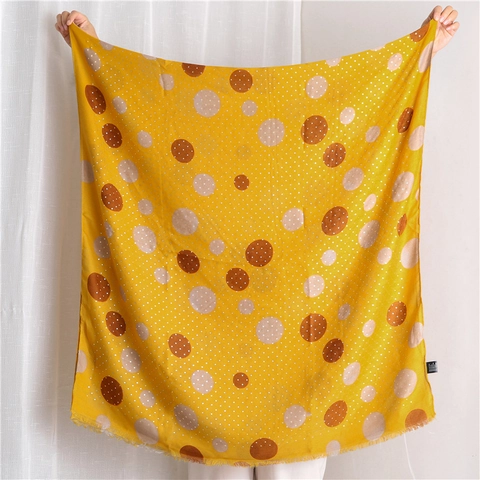 Polka Dot Print Langer Schal Damen Polyester Baumwollgefühl Weich Leicht Fransen Rand Umhang