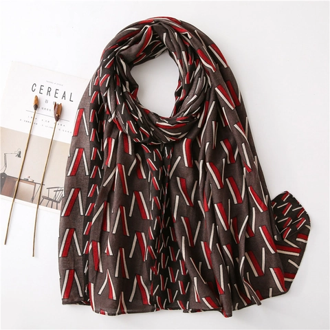 Women's Geometric V Pattern Long Scarf Lightweight Polyester Fashion Shawl Wrap For Fall Winter Daily Accessories