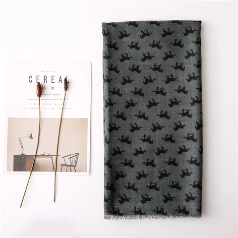 Women Retro Horse Print Scarf Lightweight Large Shawl Cotton Linen Feel Fringed Long Wrap Winter Spring