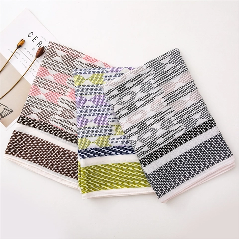 Mode Damen Lange Schal Stola Geometrisches Muster Quaste Polyester Weich Atmungsaktiv Sonnenschutz Wickel Zubehör