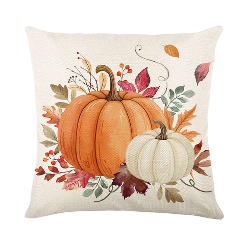 Herbst Ernte Thanksgiving Kürbis Ahornblatt Dekorativer Kissenbezug Polyester Sofakissen Bezug Für Wohnzimmer Bauernhaus Dekor