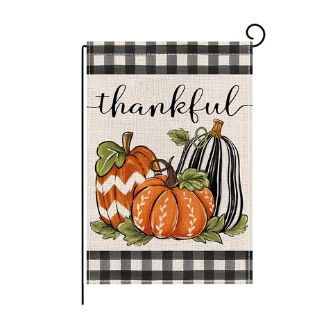 Fall Garden Flag Double Sided Polyester Burlap Decor Thanksgiving Pumpkin Welcome Sunflower Plaid Truck Outdoor Banner