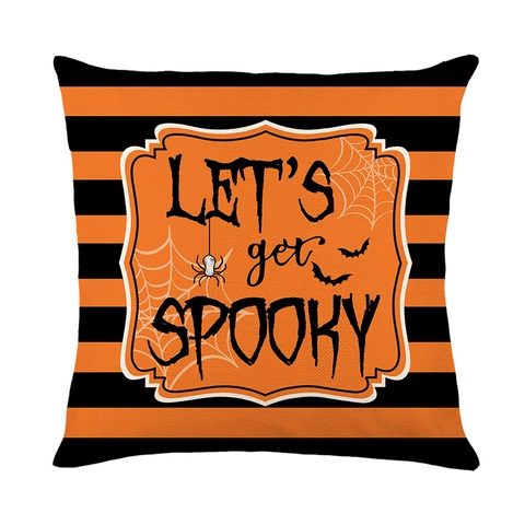 Halloween Kussenhoes Polyester Linnen Look Pompoen Geest Vleermuis Decoratieve Kussensloop Home Sofa Party Decor Vierkant