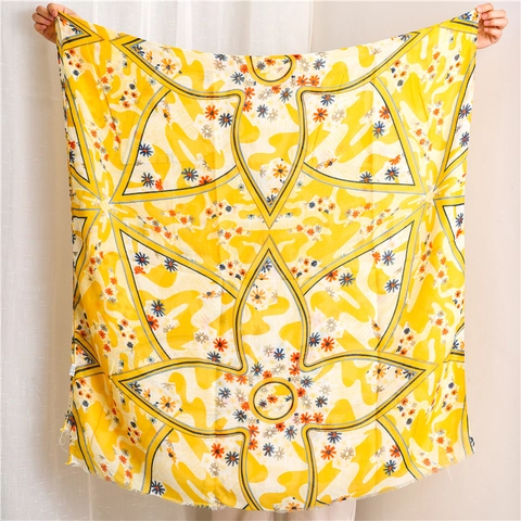 Dames Sjaal Omslagdoek Katoen Polyester Satijn Floraal Geometrisch Luipaardprint Lichtgewicht Zacht Ademend Strand Zonbescherming
