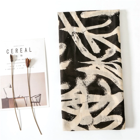 Grote Sjaal Omslagdoek Katoen Polyester Mix Graffiti Abstracte Kunstprint Lichtgewicht Zonbescherming Voor Dames Reizen Strand
