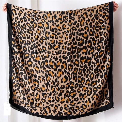 Leopard Print Scarf Satin Cotton Sunscreen Shawl Elegant Soft Wrap Lightweight Beach Sarong For Women