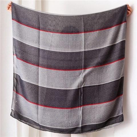 Striped Color Block Shawl Scarf Cotton Linen Texture Lightweight Breathable Sun Protection Beach Wrap For Women