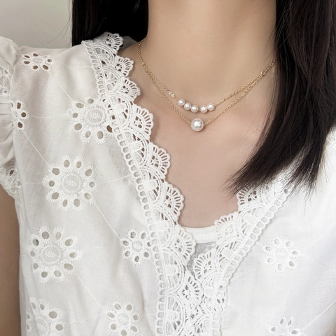 Collana Di Künstliche Perle A Strati Lega Catena Da Clavicola Stile Elegante Francese Gioielli Temperamento Per Donna Regalo
