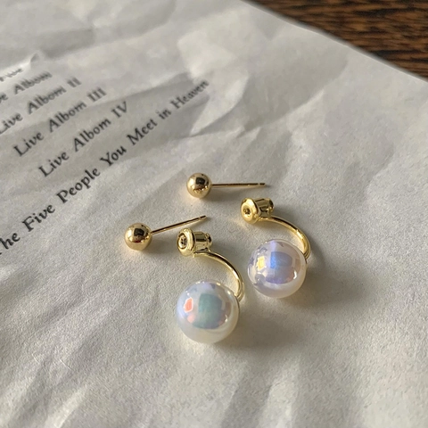 Pendientes De Perla Artificial Sirena Aurora Con Poste De Plata De Ley 925 Cobre Chapado En Oro Joyería Minimalista Para Mujer