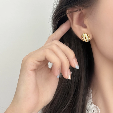 Elegant Cross X Shaped Stud Earrings With Copper Cubic Zircon And 925 Sterling Silver Earring Post Luxury Design