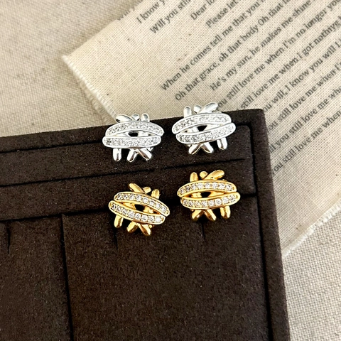 Elegant Cross X Shaped Stud Earrings With Copper Cubic Zircon And 925 Sterling Silver Earring Post Luxury Design