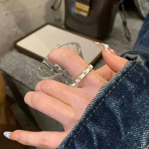 Anello Regolabile Fiore Retrò Rame Smalto Vintage Elegante Gioielli Da Mano Floreali Per Donna