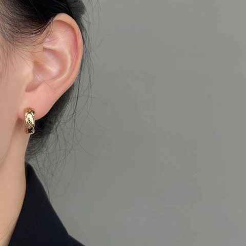 Orecchini Cerchio Trapuntati Rame Placcato Oro Argento Lusso Donna Con Perno In Argento Sterling 925