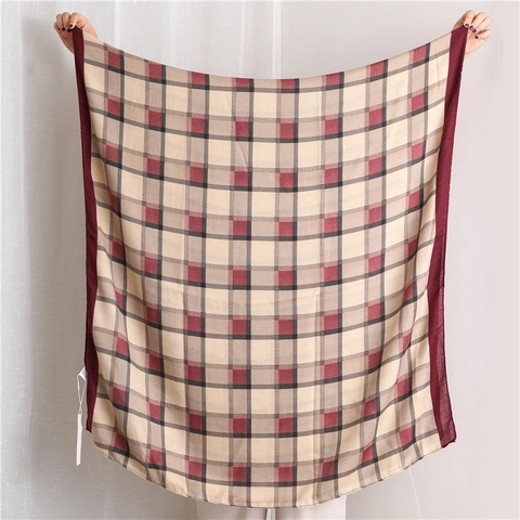 Women Retro British Plaid Scarf Long Soft Polyester Shawl Wrap All Season Fashion