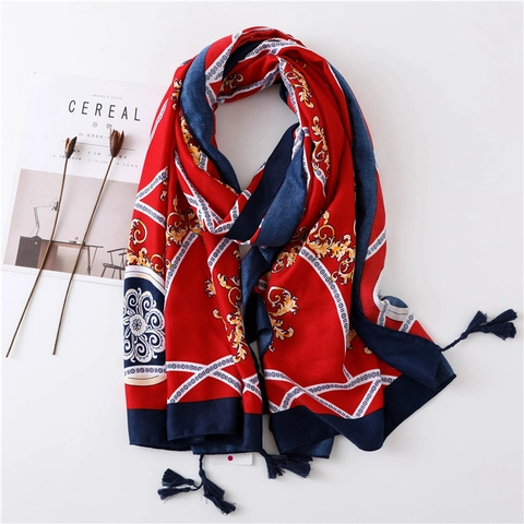 Écharpe Châle Femme Style Palais Rétro Satin De Twill Soyeux Imprimé Lion Baroque Color Block Luxe Wrap À Glands